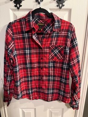 Women’s Stanley Red, Navy & White Plaid Button-Up Shirt
